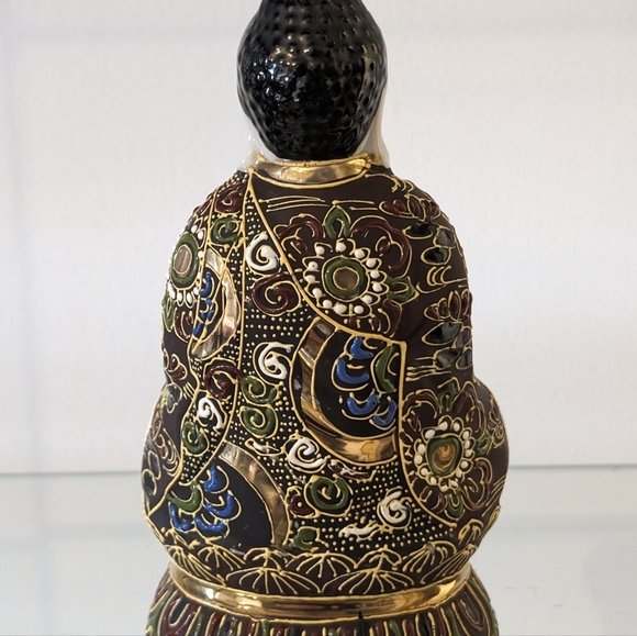 Antique Japanese  Rokusan Porcelain Moriage Buddha Figurine - Picture 5 of 7